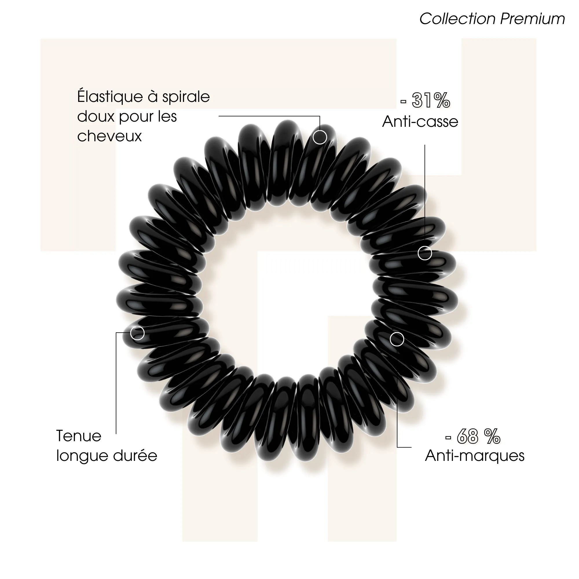 Trio Premium Original - True Black - Invisibobble - Élastiques en spirale