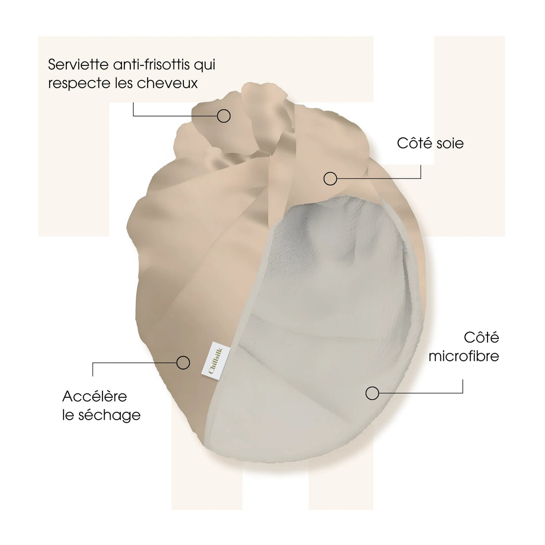 Serviette turban en soie & microfibre - Chillsilk - Accessoires cheveux