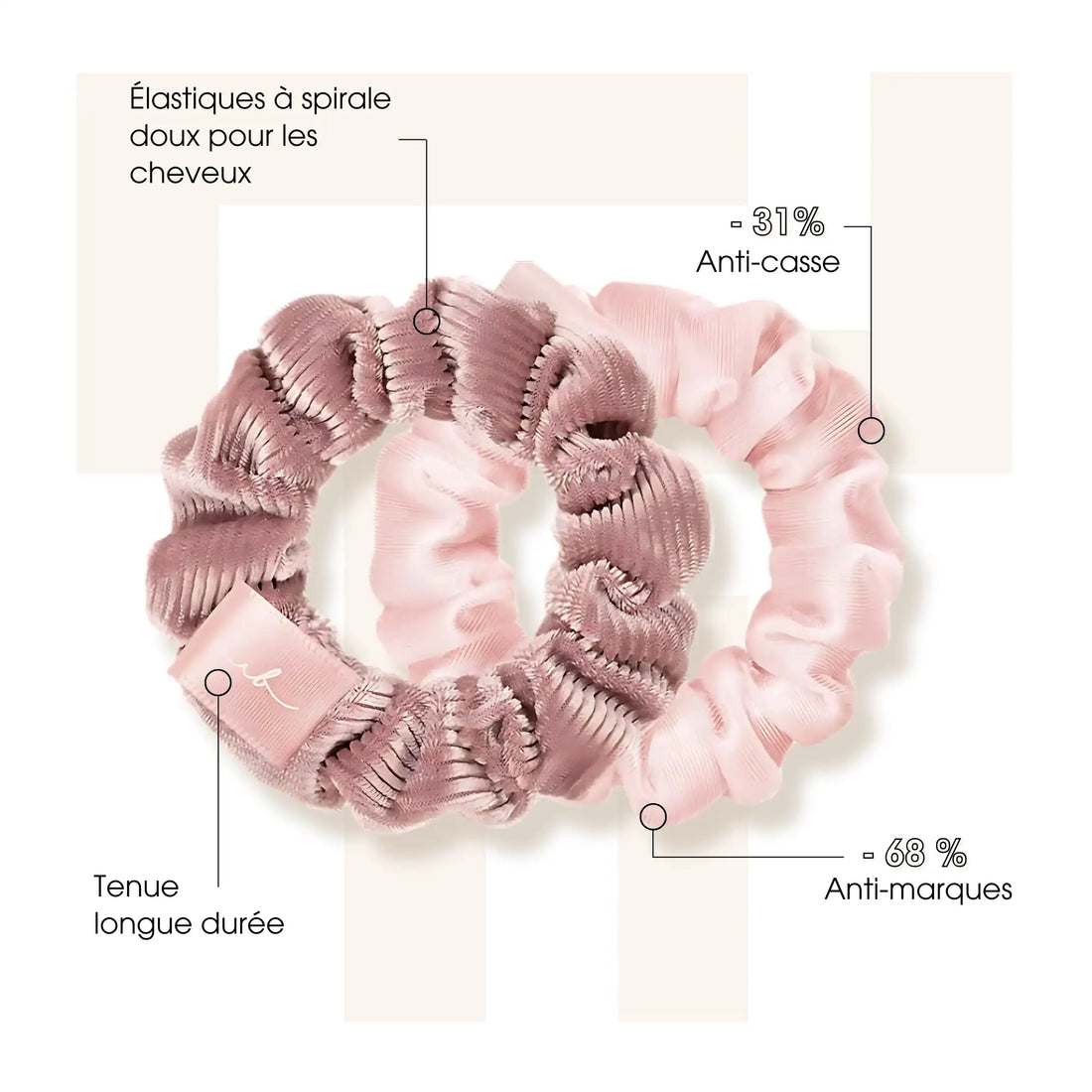 Duo La vie en rose - Sprunchies Invisibobble - Accessoires cheveux