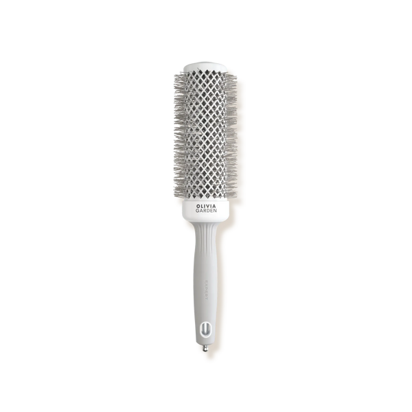 Brosse ronde Expert Blowout Speed d'Olivia Garden : barillet en céramique, poils en nylon et manche avec pic de section